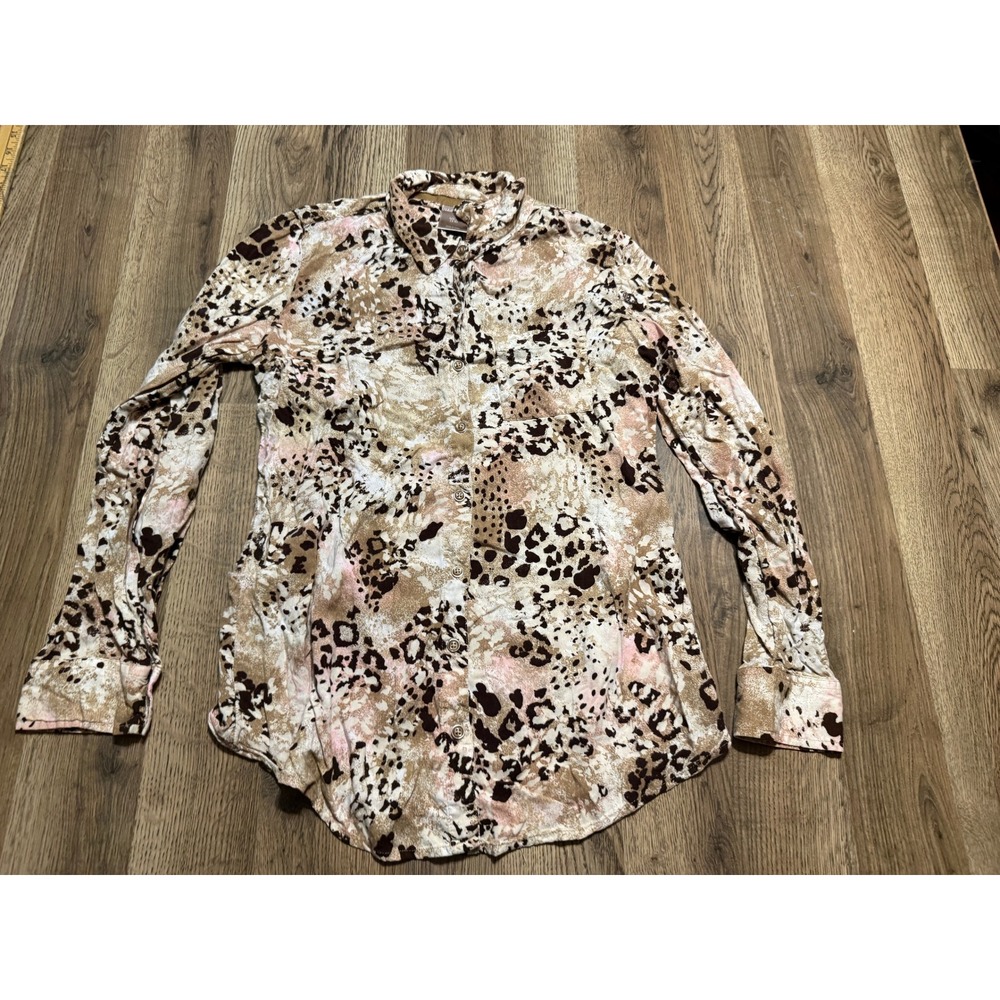 White Stag Shirts Women Size S Urban Camel Combo Button Up Shirt Animal Print